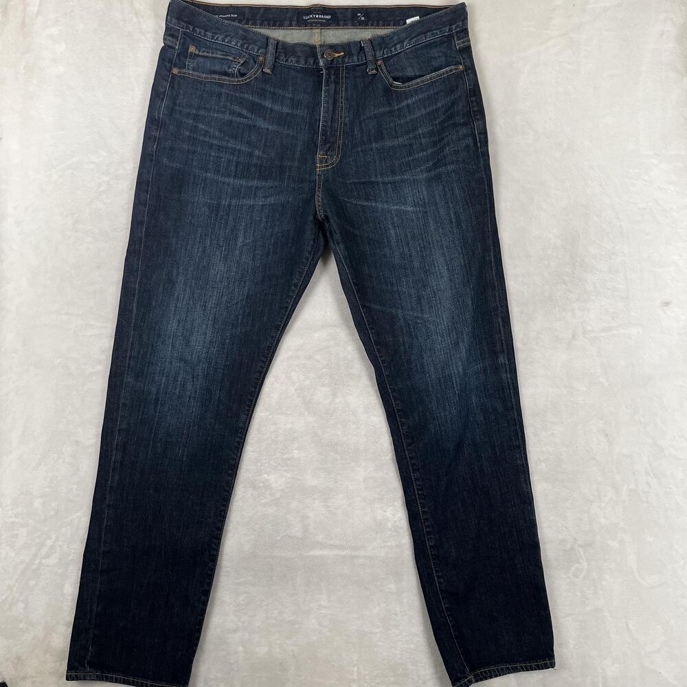 Lucky Brand 410 Athletic Slim Jeans Mens 38x32 Tapered Denim Dark Wash Pants